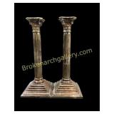 Pair Silver on Copper Candlesticks