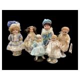 Six Bisque Porcelain Dolls
