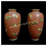 Pair Cloisonne Enameled Vases