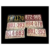 Six Vintage License Tags