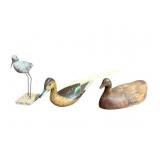 2 Assorted Decoys and Shore Bird
