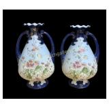 Pair Hand Painted Porcelain Vases