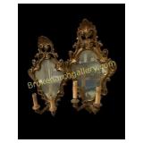 Pair Italian Rococo Wall Mirror Sconce