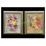 Pair Abstract Paintings, Edgar Wallace Bowlin