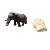 Bronze Elephant and Carved Aristotle