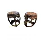 Pair Mother of Pearl Asian Stools