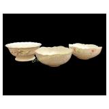 Three Irish Belleek Porcelain Bowls