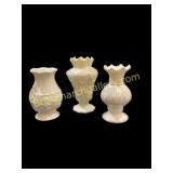Three Irish Belleek Vases
