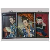 3 Chinese Export Reverse Painted Panels