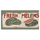 Fresh Melons Produce Sign