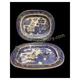 Two Blue Willow Platters