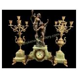 French Mantle Clock Garniture Set