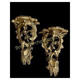 Pair Chinese Chippendale Style Wall Brackets