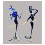 2 Czech Art Glass Statuettes