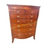 Antique 19thC  Mahogany Bowfront Tall Chest