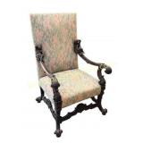 Antique Baroque Style Figural Cherub Armchair
