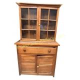 American Walnut Primitive Pine Step-Back Hutch