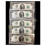 Rare Set of Five Consecutive Number Bills