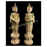 Pair Hand Carved Guardian Statues