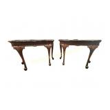 Pair of Chippendale Style Marble-Top Consoles