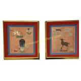 Two Framed Chinese Silk Embroidered Panels