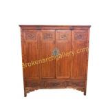 Antique Chinese Carved Elm Wedding Armoire