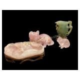 Rose Quartz and Jade Carved Articles