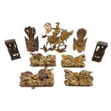 Group of Gilt Lacquer Temple Carvings