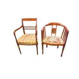 Two Antique Painted Open Armchairs