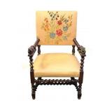 Antique Baroque Carved Walnut Lion Armchair