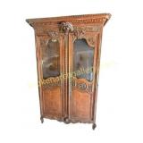 French Louis XV Style Carved Oak Armoire