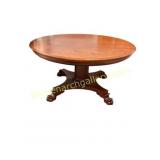 American Empire Mahogany Pedestal Dining Table