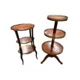 Two Antique 3-Tier Etagere Display Tables