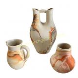 Three Handcrafted American Indian Clay Vessels