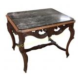 Marble-Top Ornate Wooden Table