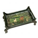 Hand-Painted Wooden Tray with Handles
