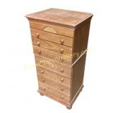 Wooden Jewelry Chest with Green Lined Interior