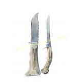 Pair of Custom Stag Horn Fixed-Blade Knives