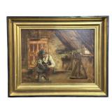 Genre Painting of a Woodworker in His Shop