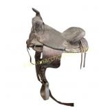 Western Leather Horse Saddle with Carved Details