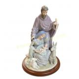 Porcelain Nativity Figurine on Wooden Base