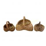 Three Handwoven Wicker Baskets