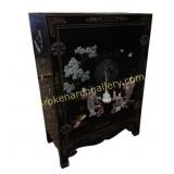 Decorative Black Lacquer Cabinet with Inlay