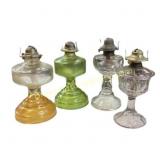 Four Vintage Glass Oil Lamps