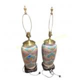 Ceramic Table Lamps with Floral Design