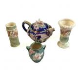 Decorative Majolica and Roseville Ceramic Pieces C