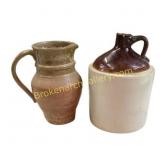 Two Rustic Glazed Pottery Items