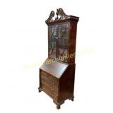 Mahogany Secretary Bookcase With Fretwork