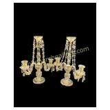 Pair Vintage Crystal Candleabra