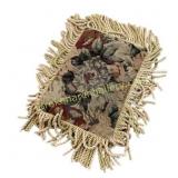 Woven Floral Tapestry Mat With Fringe